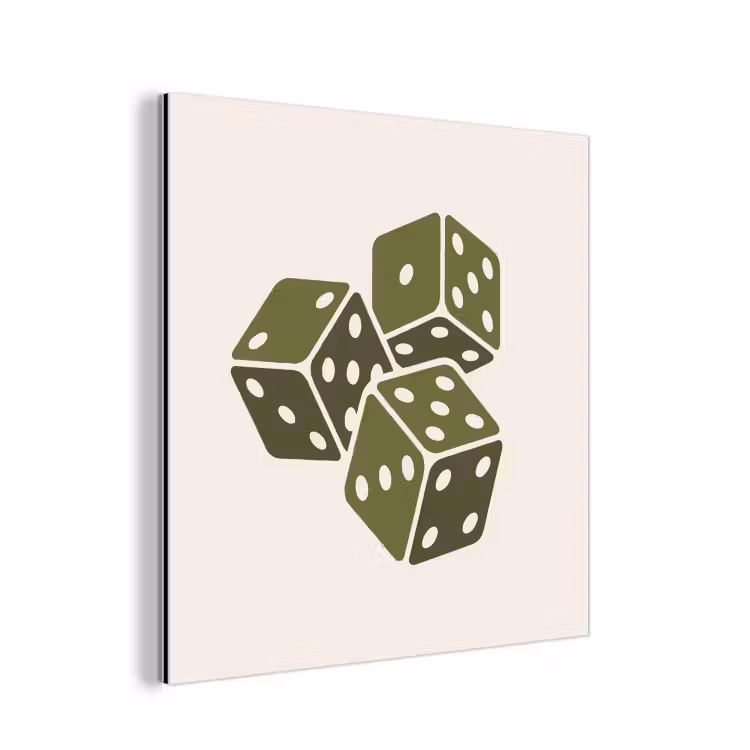 Dobbelsteen - Spel - Groen - Abstract aluminium wit klein -3d