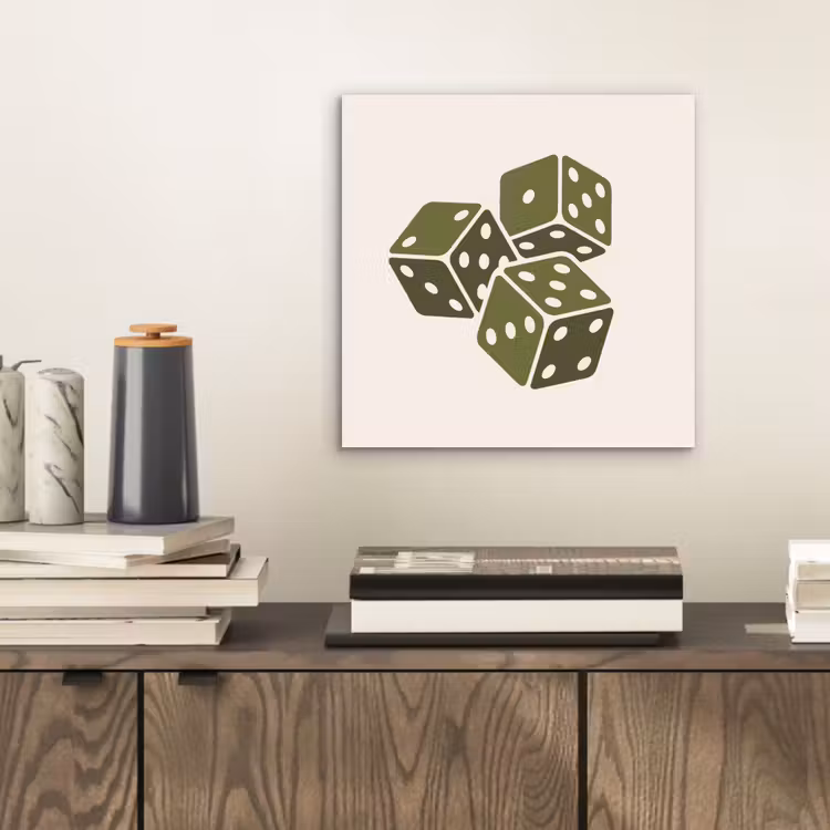 Dobbelsteen - Spel - Groen - Abstract aluminium wit klein -sfeer1