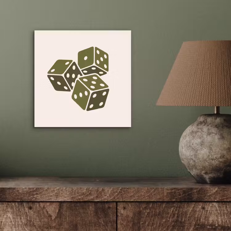 Dobbelsteen - Spel - Groen - Abstract aluminium wit klein -sfeer2