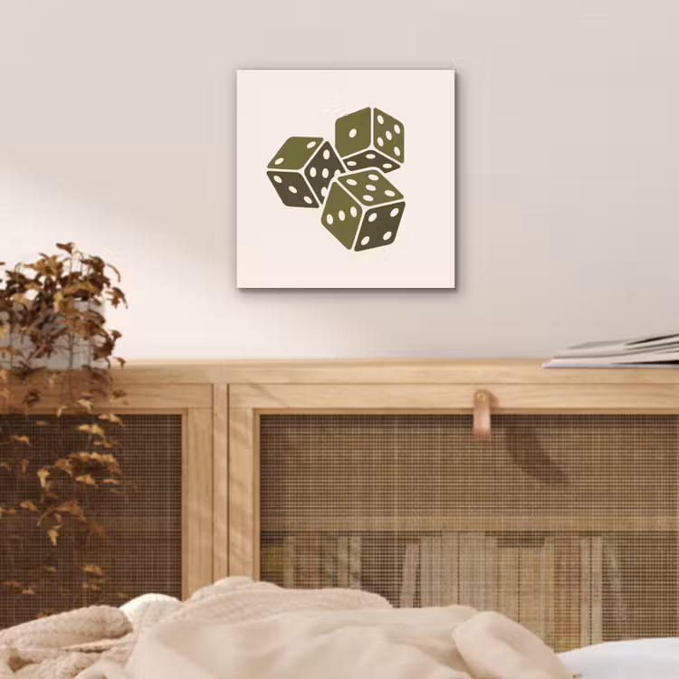 Dobbelsteen - Spel - Groen - Abstract aluminium wit klein -sfeer3
