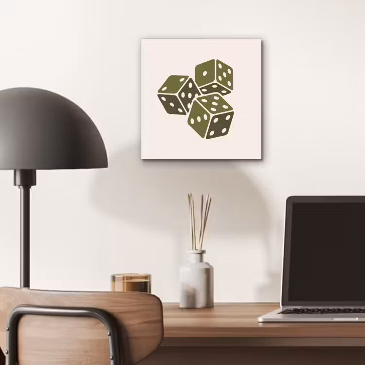 Dobbelsteen - Spel - Groen - Abstract aluminium wit klein -sfeer5