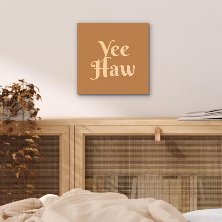 Yee haw - Bruin - Minimalistisch aluminium wit klein -sfeer3