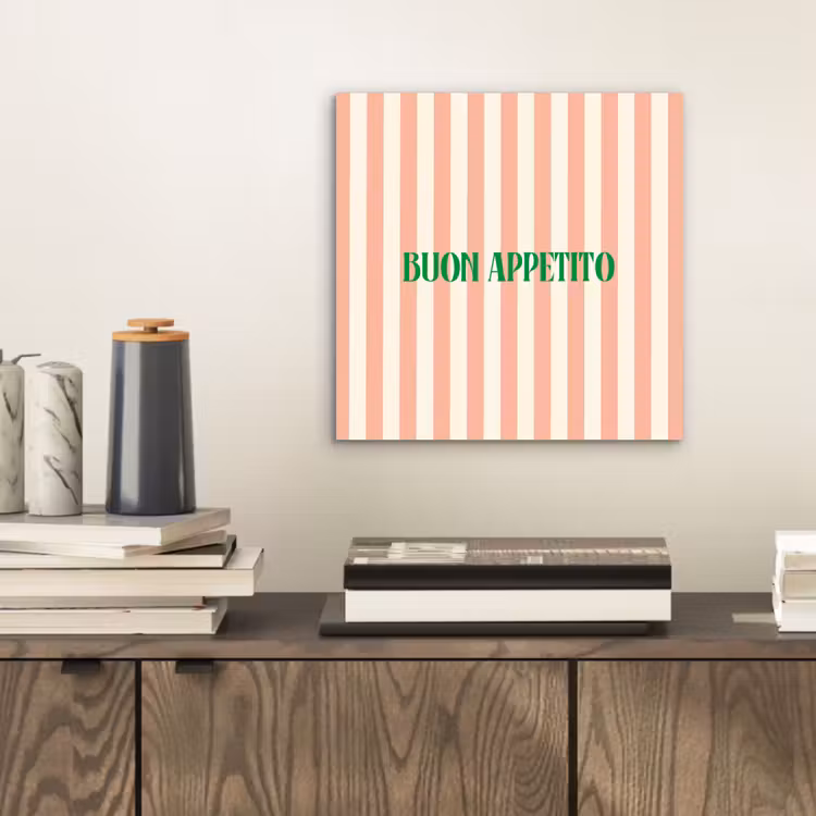 Zachtroze - Groen - Strepen - Buon Appetito aluminium wit klein -sfeer1