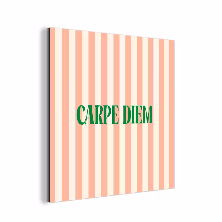 Zachtroze - Groen - Strepen - Carpe Diem aluminium wit klein -3d