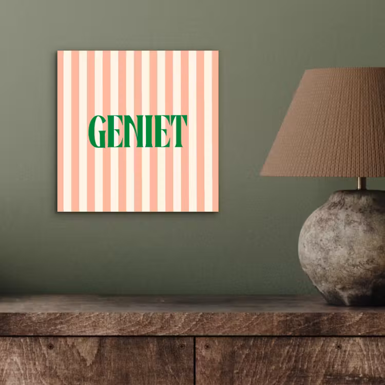 Zachtroze - Groen - Strepen - Geniet aluminium wit klein -sfeer2