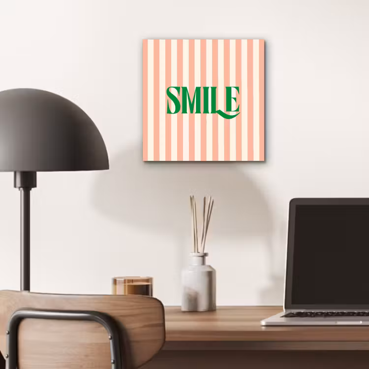 Zachtroze - Groen - Strepen - Smile aluminium wit klein -sfeer5