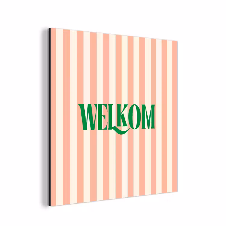 Zachtroze - Groen - Strepen - Welkom aluminium wit klein -3d