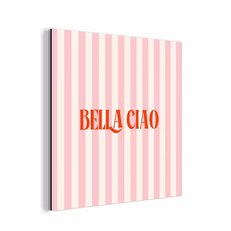 Zachtroze - Rood - Strepen - Bella Ciao aluminium wit klein -3d