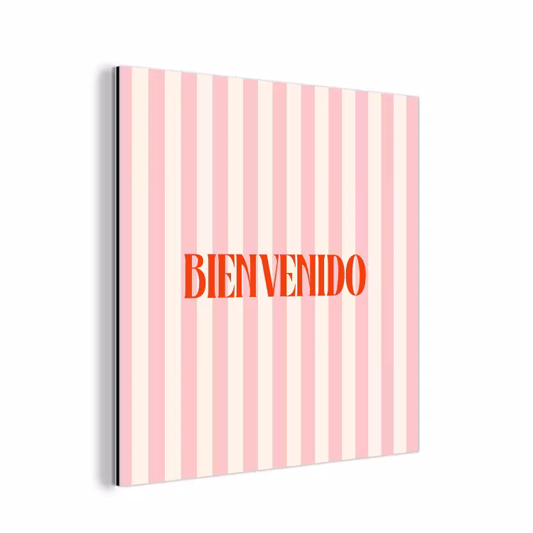 Zachtroze - Rood - Strepen - Bienvenido aluminium wit klein -3d