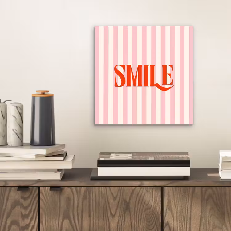 Zachtroze - Rood - Strepen - Smile aluminium wit klein -sfeer1