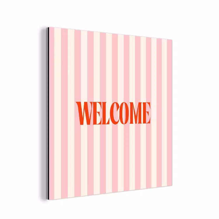 Zachtroze - Rood - Strepen - Welcome aluminium wit klein -3d