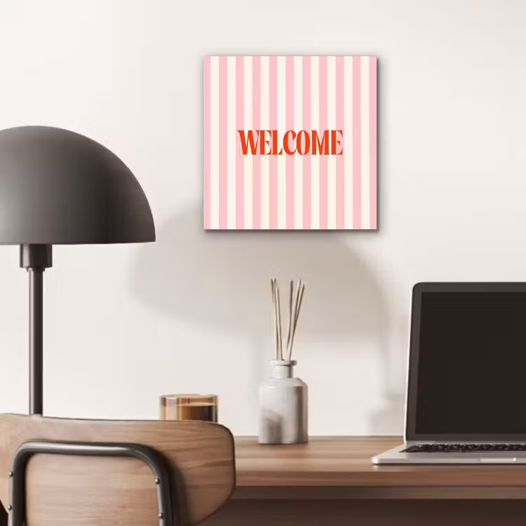 Zachtroze - Rood - Strepen - Welcome aluminium wit klein -sfeer5