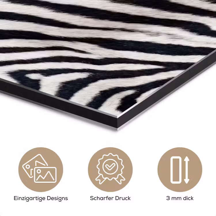 Zebra - Vacht - Klassiek - Zwart - Wit aluminium wit klein -closeup_DE