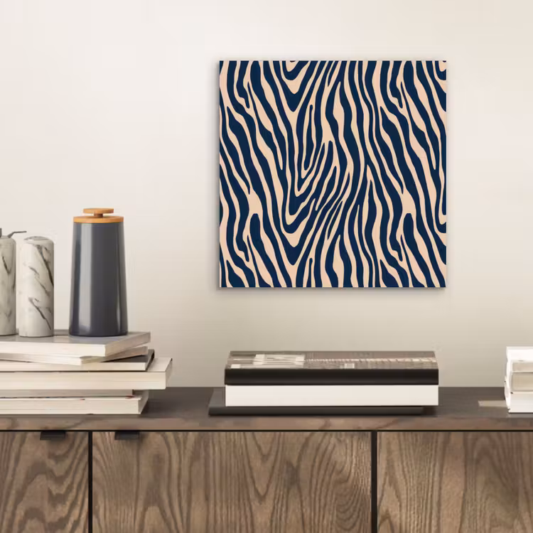 Zebra - Patroon - Blauw - Beige aluminium wit klein 46 -sfeer1