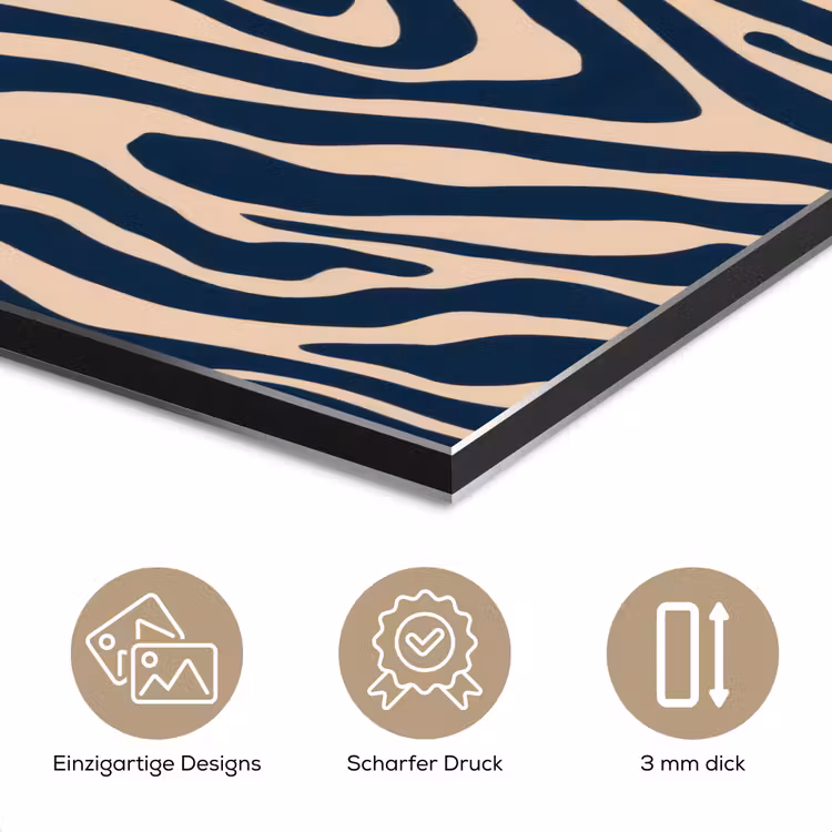 Zebra - Patroon - Blauw - Beige aluminium wit klein 46 -closeup_DE