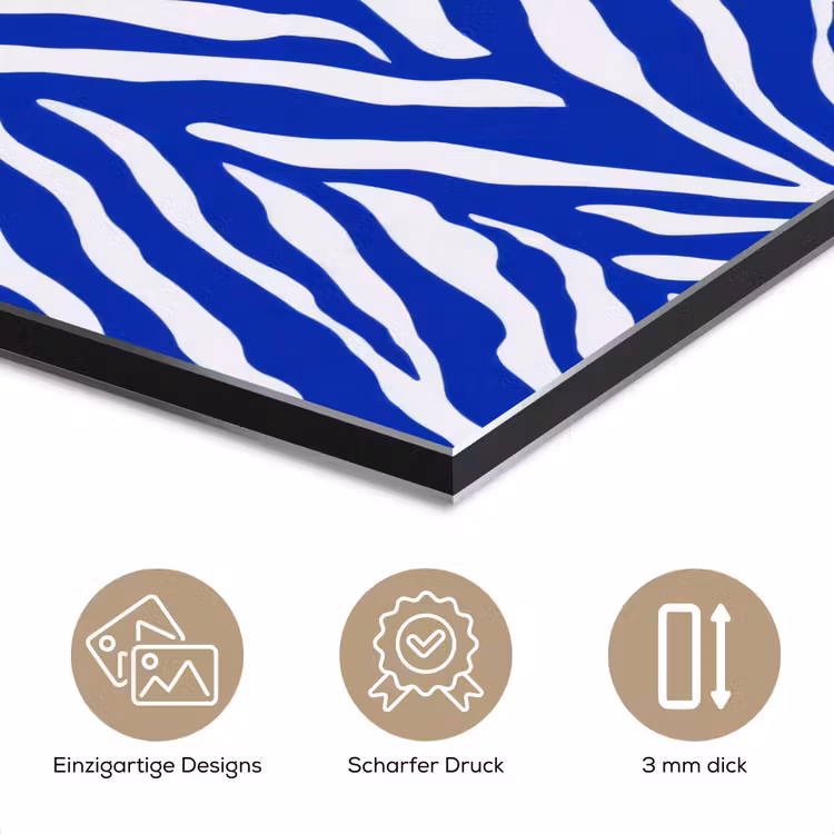 Zebra - Patroon - Kobalt - Blauw aluminium wit klein 46 -closeup_DE