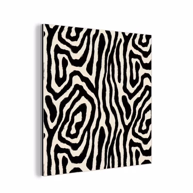 Zebra - Zwart - Abstract aluminium wit klein 46 -3d