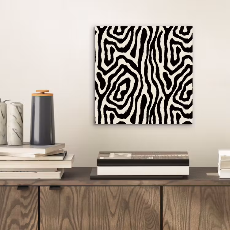 Zebra - Zwart - Abstract aluminium wit klein 46 -sfeer1