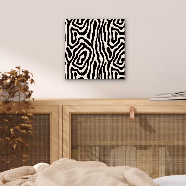 Zebra - Zwart - Abstract aluminium wit klein 46 -sfeer3