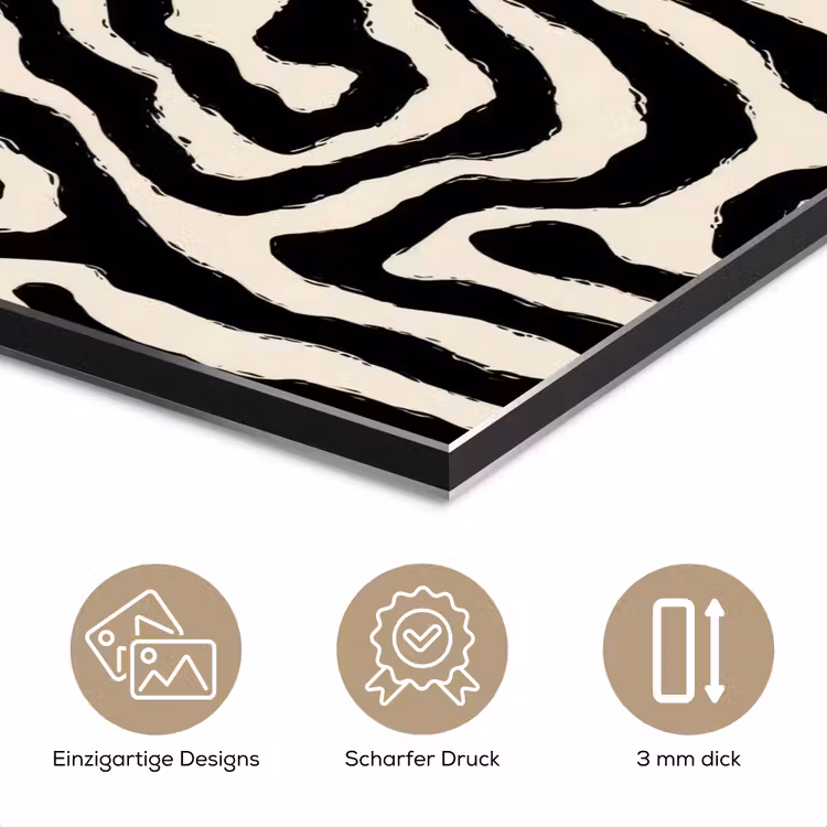 Zebra - Zwart - Abstract aluminium wit klein 46 -closeup_DE