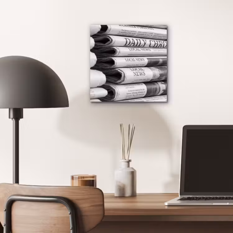 Krant - Stapel - Nieuws - Zwart-wit - Media aluminium wit klein -sfeer5