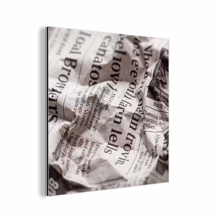 Krant - Gekreukeld - Textuur - Vintage - Zwart-wit aluminium wit klein -3d