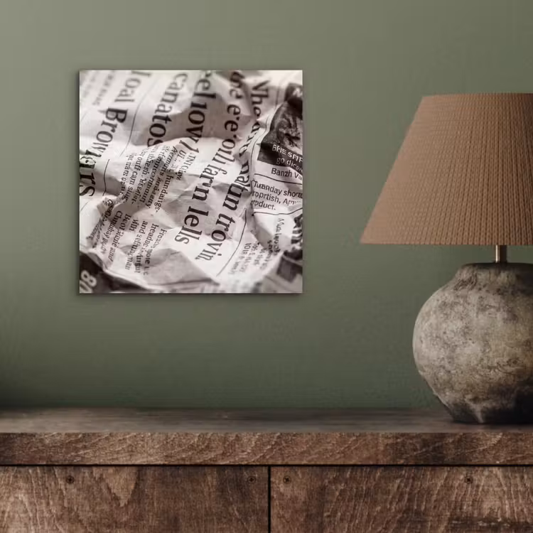 Krant - Gekreukeld - Textuur - Vintage - Zwart-wit aluminium wit klein -sfeer2