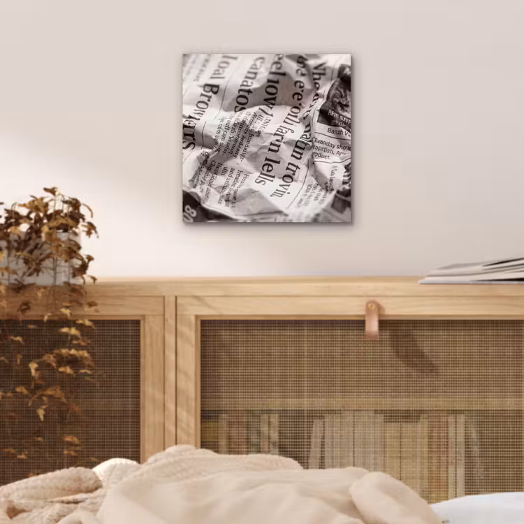 Krant - Gekreukeld - Textuur - Vintage - Zwart-wit aluminium wit klein -sfeer3