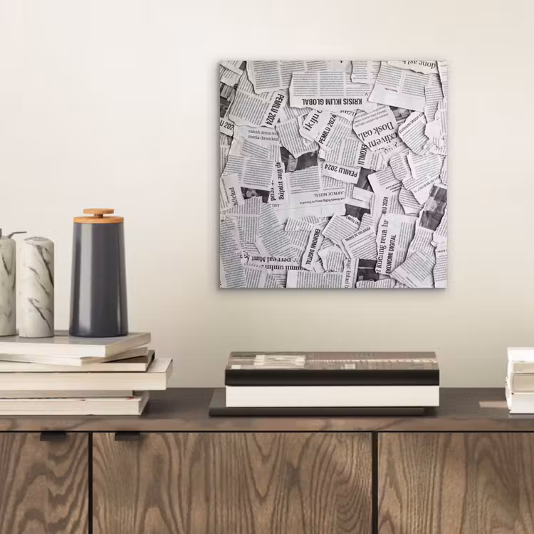 Krant - Versnipperd - Textuur - Zwart-wit - Abstract aluminium wit klein -sfeer1