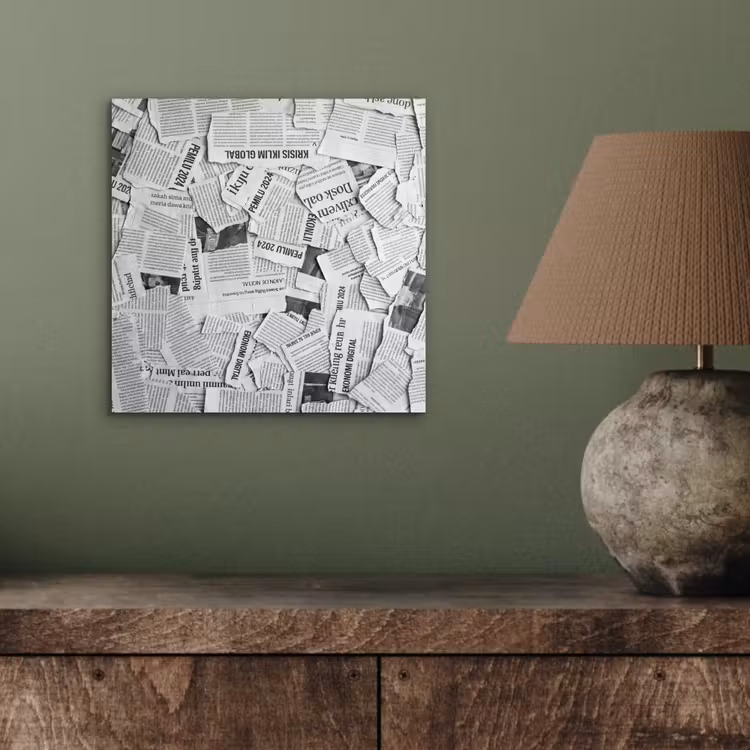 Krant - Versnipperd - Textuur - Zwart-wit - Abstract aluminium wit klein -sfeer2