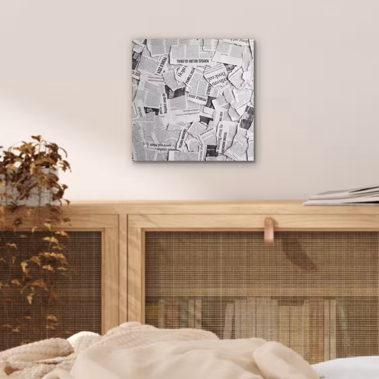 Krant - Versnipperd - Textuur - Zwart-wit - Abstract aluminium wit klein -sfeer3