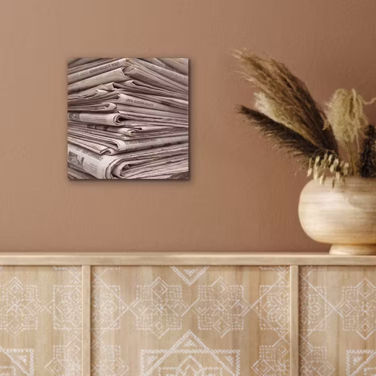 Kranten - Stapel - Nieuws - Vintage - Beige aluminium wit klein -sfeer4