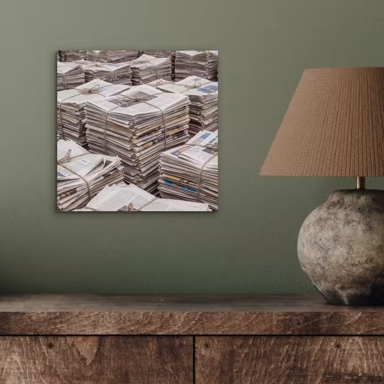 Kranten - Stapels - Touw - Informatie - Vintage aluminium wit klein -sfeer2