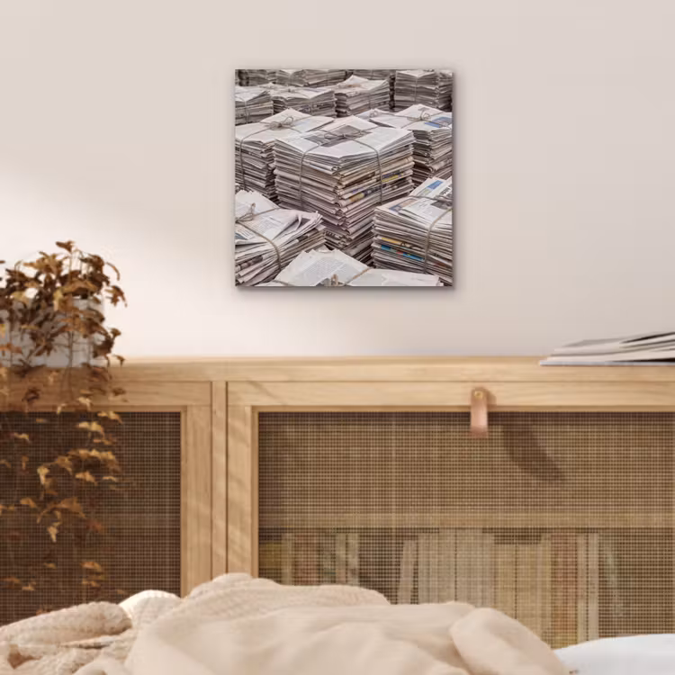 Kranten - Stapels - Touw - Informatie - Vintage aluminium wit klein -sfeer3