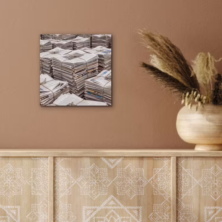 Kranten - Stapels - Touw - Informatie - Vintage aluminium wit klein -sfeer4