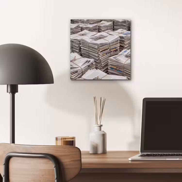 Kranten - Stapels - Touw - Informatie - Vintage aluminium wit klein -sfeer5