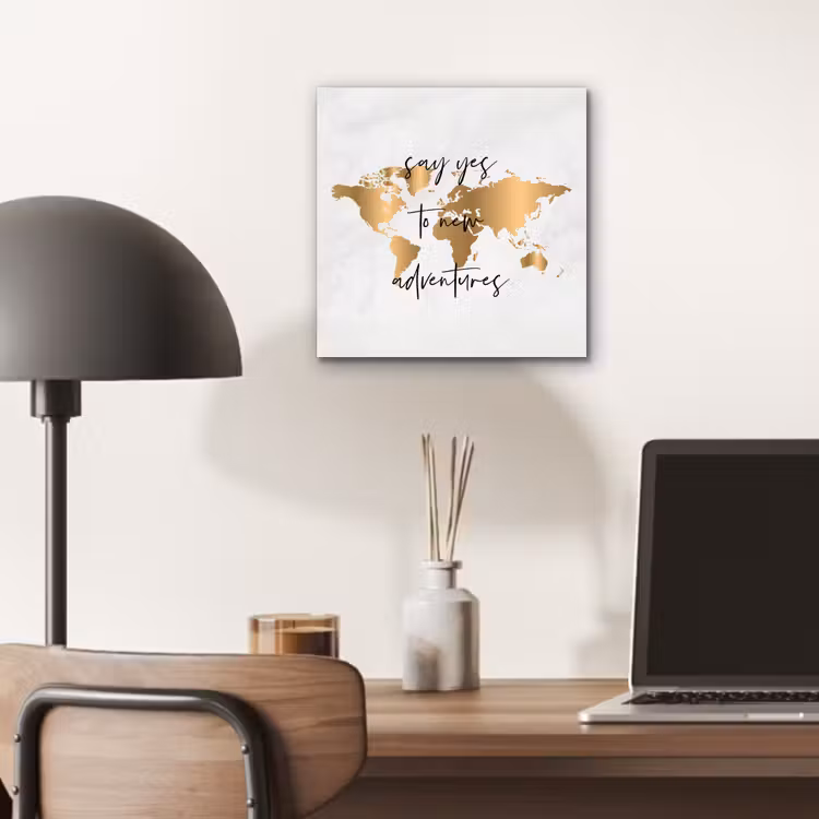 Quote - Goud - Glanzend - Wereldkaart aluminium wit klein -sfeer5