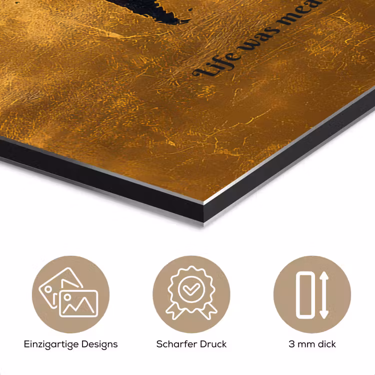 Quote - Goud - Wereldkaart - Zwart aluminium wit klein -closeup_DE
