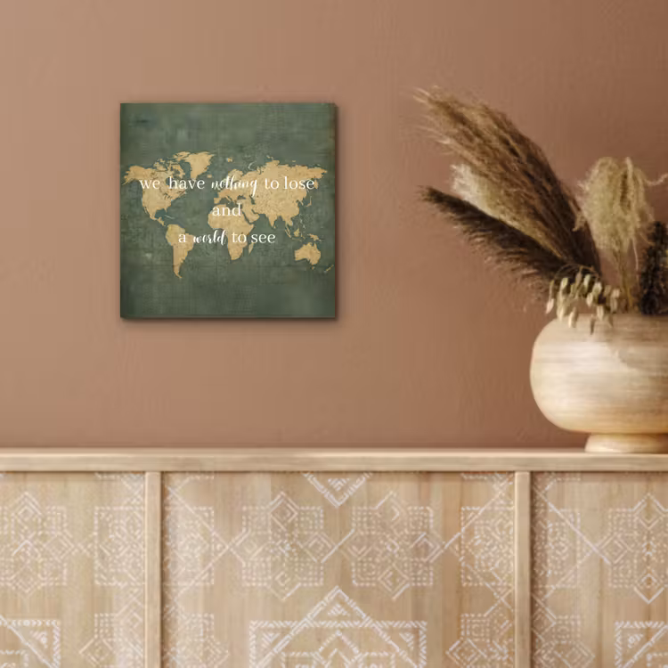 Quote - Vintage - Wereldkaart - Oud aluminium wit klein -sfeer4