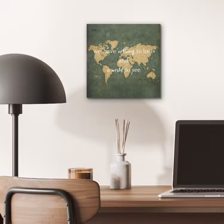 Quote - Vintage - Wereldkaart - Oud aluminium wit klein -sfeer5