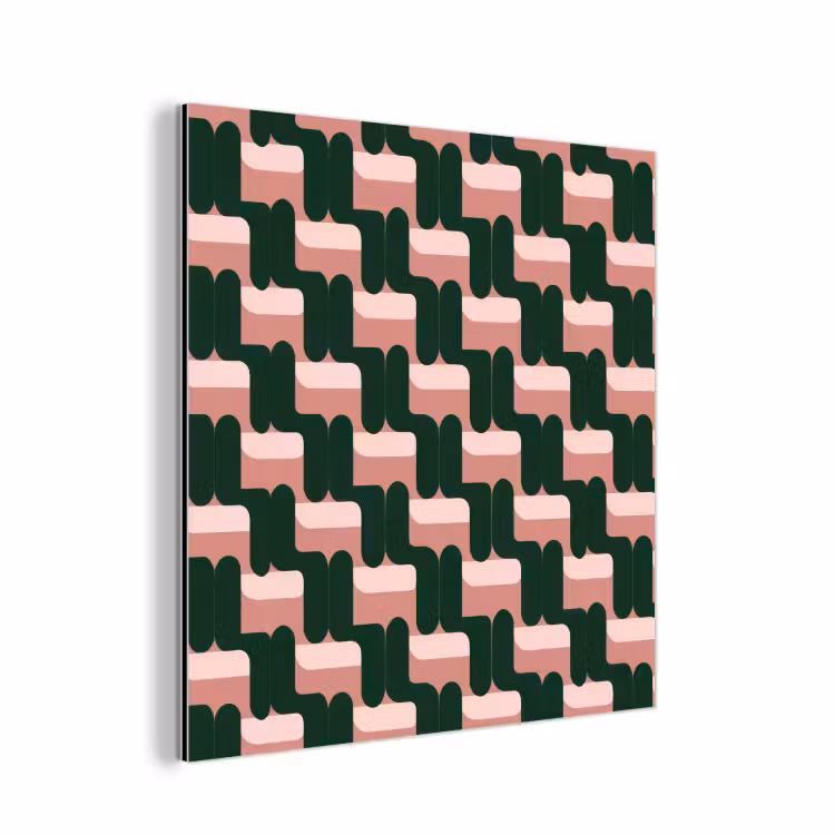 Vlechtpatroon - Groen - Roze - Geometrisch aluminium wit klein 46 -3d
