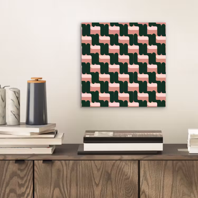 Vlechtpatroon - Groen - Roze - Geometrisch aluminium wit klein 46 -sfeer1