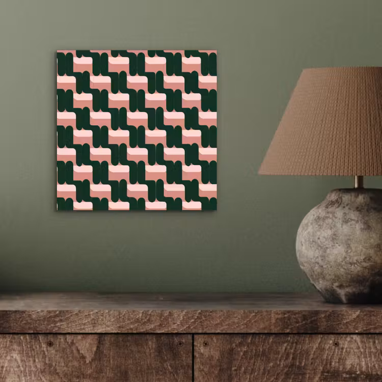 Vlechtpatroon - Groen - Roze - Geometrisch aluminium wit klein 46 -sfeer2