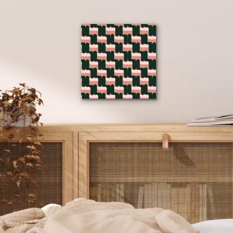 Vlechtpatroon - Groen - Roze - Geometrisch aluminium wit klein 46 -sfeer3