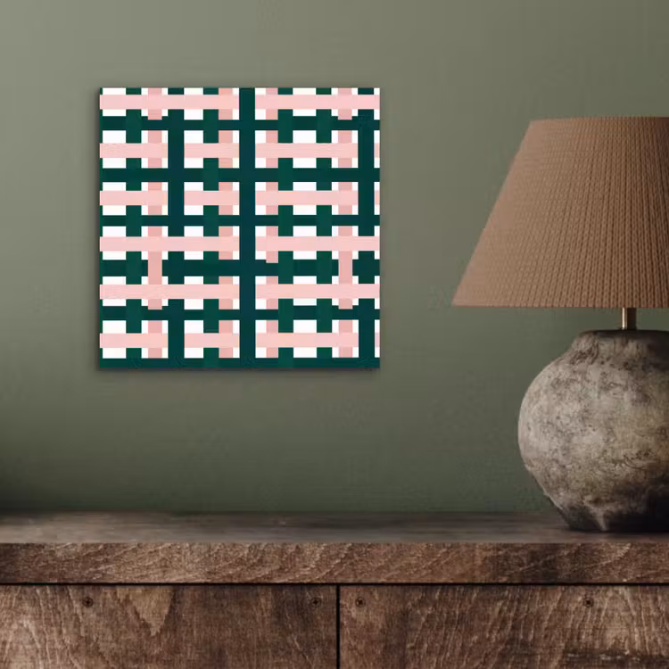 Vlechtpatroon - Groen - Roze - Grafisch aluminium wit klein 46 -sfeer2