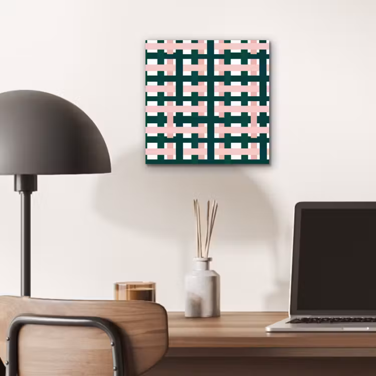 Vlechtpatroon - Groen - Roze - Grafisch aluminium wit klein 46 -sfeer5