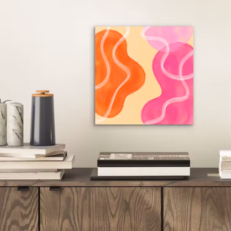 Abstract - Aquarel - Organisch - Oranje - Roze aluminium wit klein -sfeer1