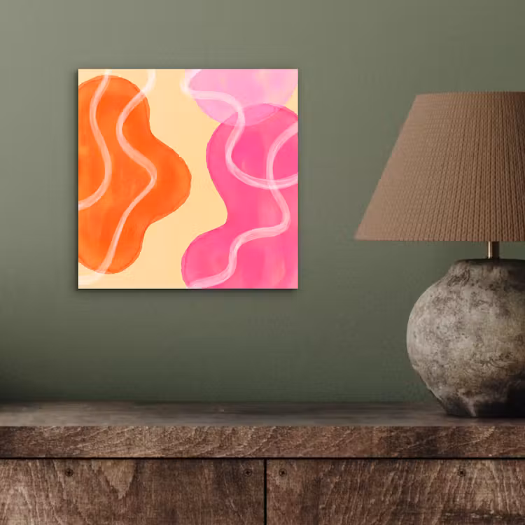 Abstract - Aquarel - Organisch - Oranje - Roze aluminium wit klein -sfeer2