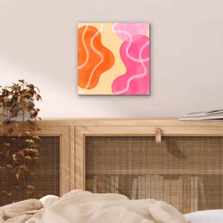 Abstract - Aquarel - Organisch - Oranje - Roze aluminium wit klein -sfeer3