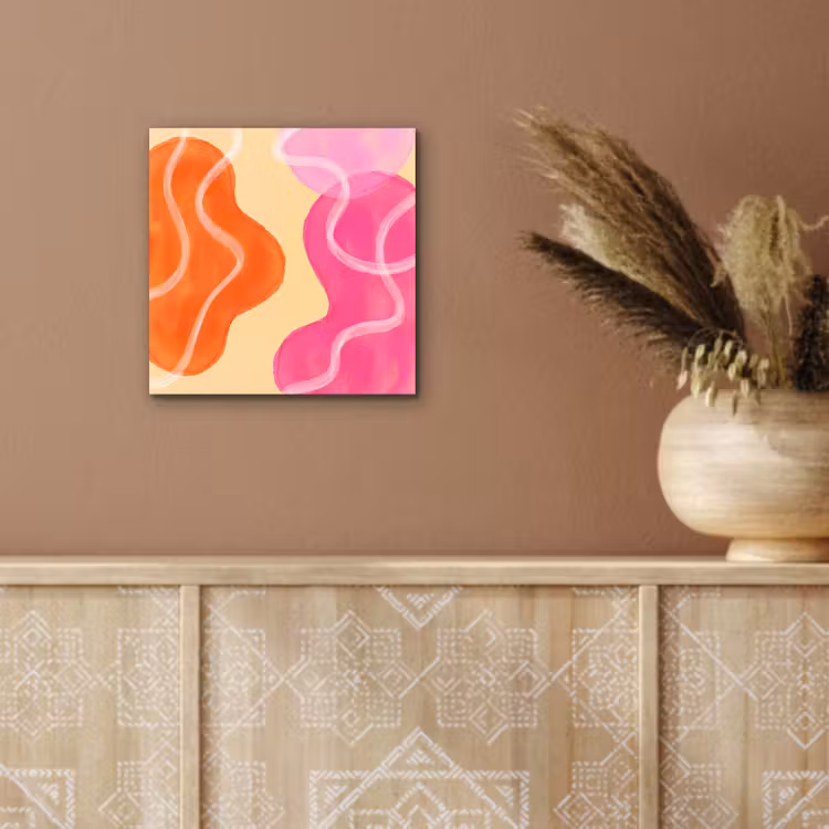 Abstract - Aquarel - Organisch - Oranje - Roze aluminium wit klein -sfeer4